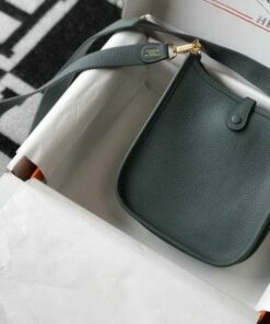 Replica Hermes Evelyne Bag Designer Hermes Mini Crossbody Bag 20391 Gold Buckle Dark Green 2