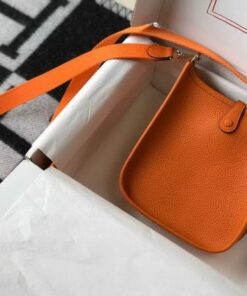 Replica Hermes Evelyne Bag Designer Hermes Mini Crossbody Bag 20390 Gold Buckle Orange 2
