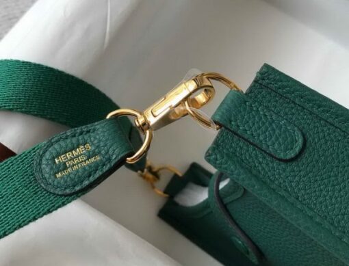 Replica Hermes Evelyne Bag Designer Hermes Mini Crossbody Bag 20389 Gold Buckle Green 6