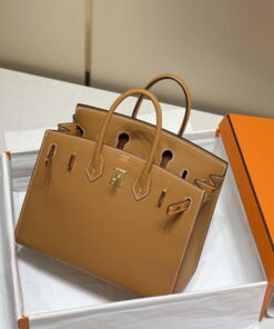 Replica Hermes Birkin Designer Tote Bag Epsom Leather 28371 Golden brown 2