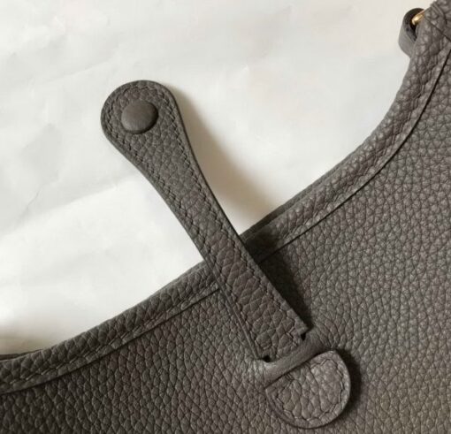 Replica Hermes Evelyne Bag Designer Hermes Mini Crossbody Bag 20387 Gold Buckle Gray 6