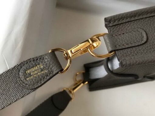 Replica Hermes Evelyne Bag Designer Hermes Mini Crossbody Bag 20387 Gold Buckle Gray 7