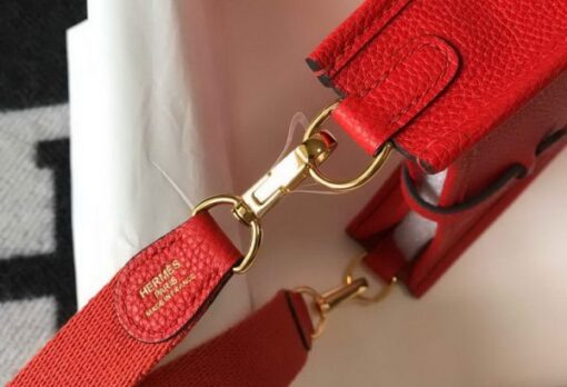 Replica Hermes Evelyne Bag Designer Hermes Mini Crossbody Bag 20385 Gold Buckle Dark Red 7