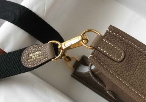 Replica Hermes Evelyne Bag Designer Hermes Mini Crossbody Bag 20384 Gold Buckle Dark Gray 7