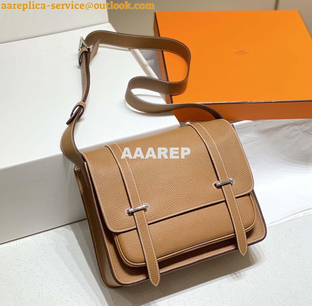 Replica Hermes H074774CK37 Steve light messenger bag 34cm Brown 4 Replica Hermes H074774CK37 Steve light messenger bag 34cm Brown 4
