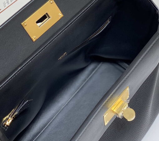 Replica Hermes Kelly 2424 Leather 29cm H230268 Black Shoulder bag 8