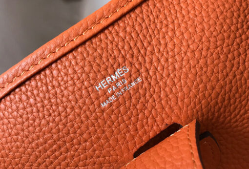 Replica Hermes H083435 Evelyne III 29 Shoulder Bag Silver Hardware Orange 6