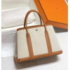 Replica Hermes Beige Canvas and Brown leather Garden Party 30cm Bag H239052