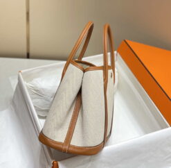 Replica Hermes Beige Canvas and Brown leather Garden Party 30cm Bag H239052 2