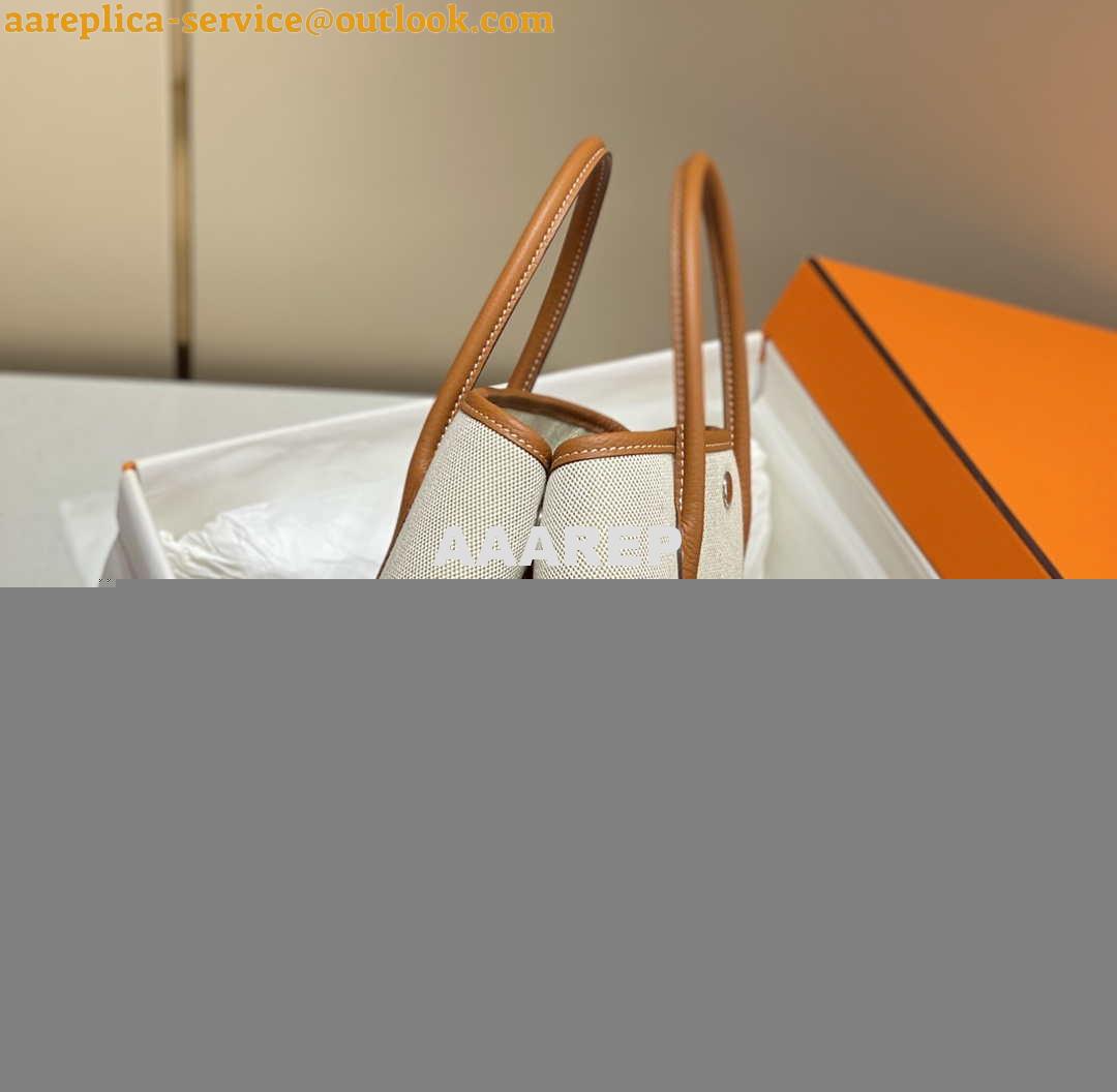 Replica Hermes Beige Canvas and Brown leather Garden Party 30cm Bag H239052 2 Replica Hermes Beige Canvas and Brown leather Garden Party 30cm Bag H239052 2