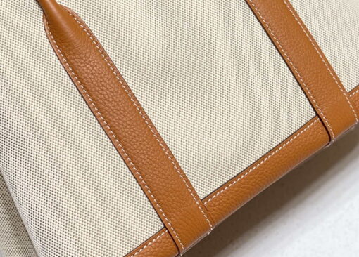 Replica Hermes Beige Canvas and Brown leather Garden Party 30cm Bag H239052 3