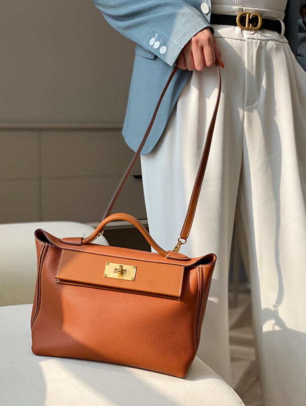 Replica Hermes Mini 2424 Leather 21cm H230262 Brown 12