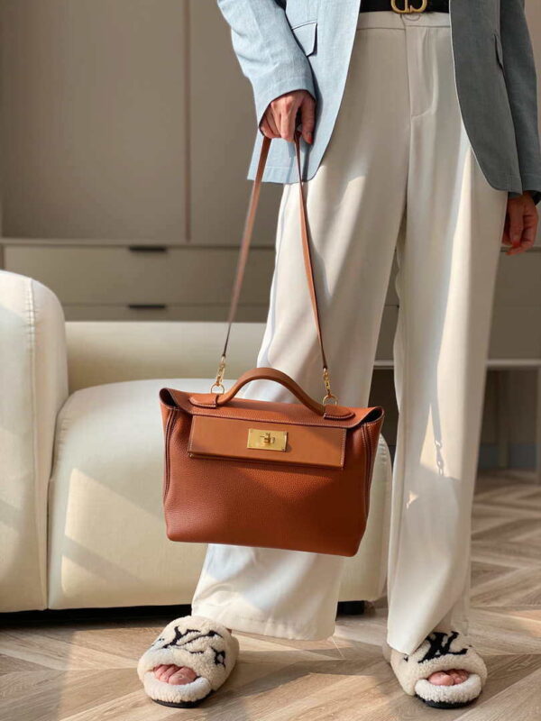 Replica Hermes Mini 2424 Leather 21cm H230262 Brown 14