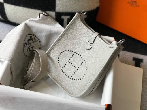Replica Hermes Evelyne Bag Designer Hermes Mini Crossbody Real Bag 20435 White 2