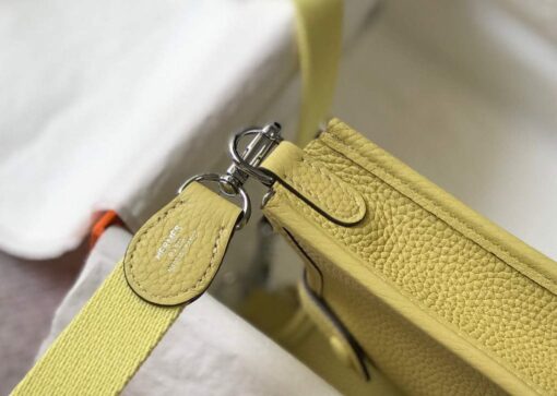 Replica Hermes Evelyne Bag Designer Hermes Mini Crossbody Real Bag 20434 Light Yellow 6