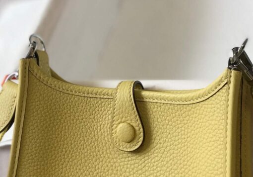Replica Hermes Evelyne Bag Designer Hermes Mini Crossbody Real Bag 20434 Light Yellow 7