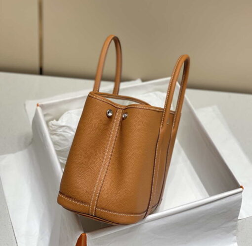 Replica Hermes Brown Clemence Garden Party 30cm Bag H239043 2