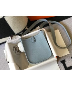 Replica Hermes Evelyne Bag Designer Hermes Mini Crossbody Real Bag 20431 Light Blue