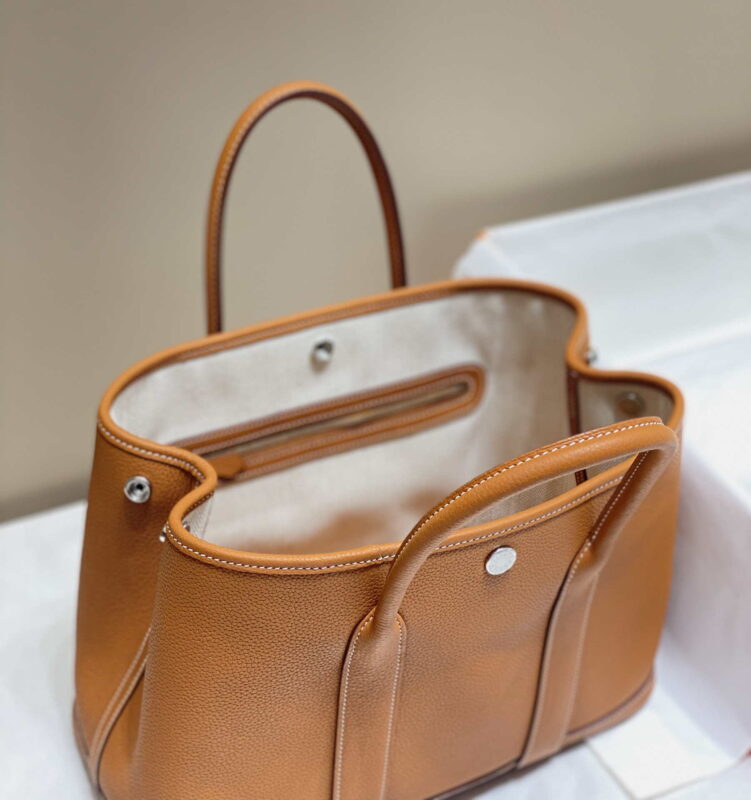 Replica Hermes Brown Clemence Garden Party 30cm Bag H239043 8