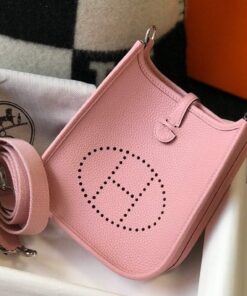 Replica Hermes Evelyne Bag Designer Hermes Mini Crossbody Real Bag 20430 Pink 2
