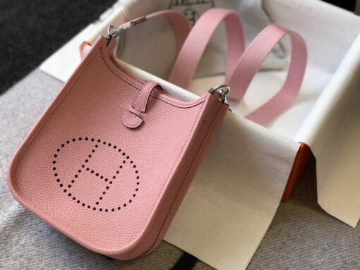 Replica Hermes Evelyne Bag Designer Hermes Mini Crossbody Real Bag 20430 Pink 3