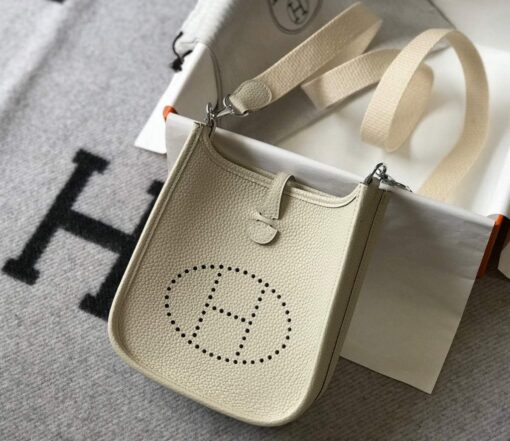 Replica Hermes Evelyne Bag Designer Hermes Mini Crossbody Real Bag 20429 Beige 2