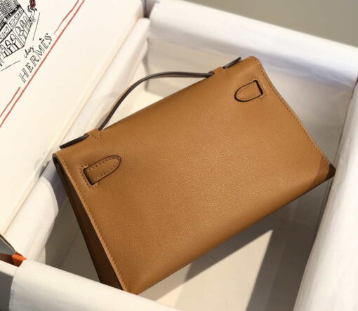 Replica Hermes Kelly Pouchette Swift Leather clutch bag Silver H230264 2