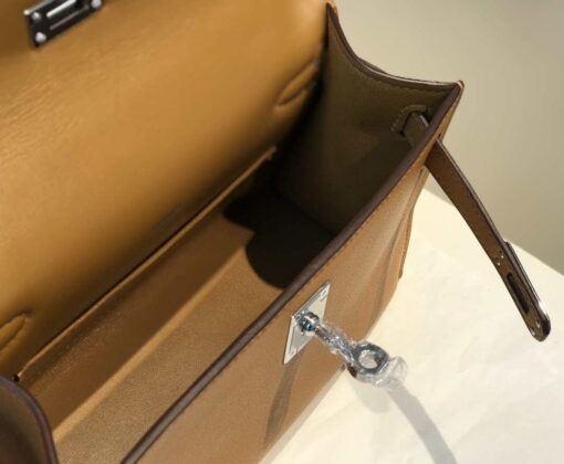 Replica Hermes Kelly Pouchette Swift Leather clutch bag Silver H230264 8