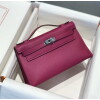 Replica Hermes Kelly Pouchette Swift Leather clutch bag Silver H230264 9