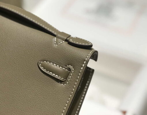Replica Hermes Kelly Pouchette Swift Leather clutch bag Silver H230262 4