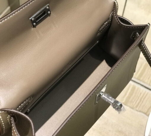 Replica Hermes Kelly Pouchette Swift Leather clutch bag Silver H230262 8