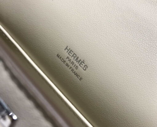 Replica Hermes Mini Kelly Pouchette Swift Leather clutch bag Silver H230255 4