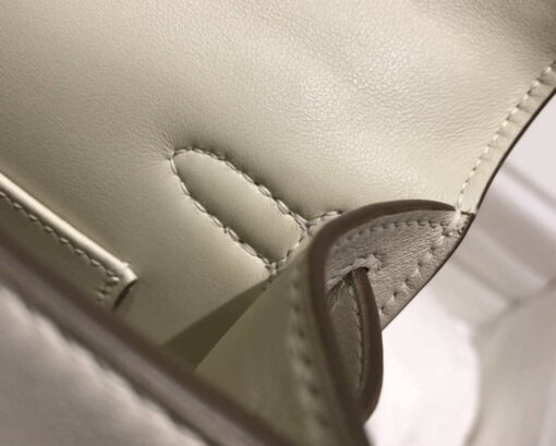 Replica Hermes Mini Kelly Pouchette Swift Leather clutch bag Silver H230255 7