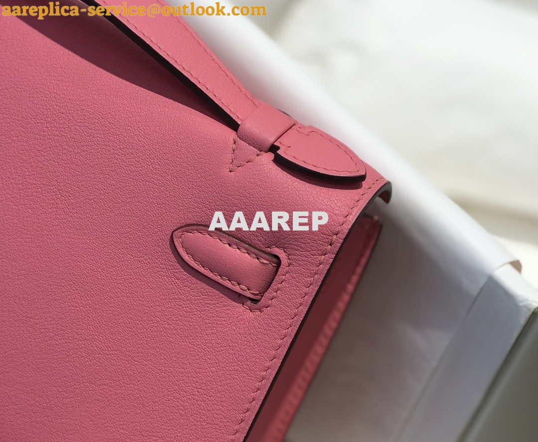 Replica Hermes Mini Kelly Pouchette Swift Leather clutch bag Silver H230253 3 Replica Hermes Mini Kelly Pouchette Swift Leather clutch bag Silver H230253 3