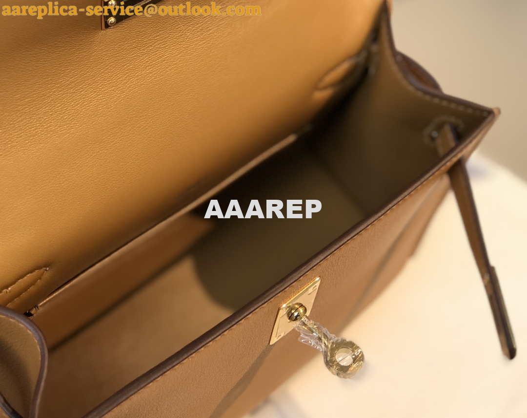 Replica Hermes Kelly Pouchette Swift Leather clutch bag Gold H230276 8 Replica Hermes Kelly Pouchette Swift Leather clutch bag Gold H230276 8
