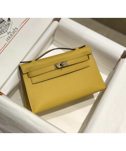 Replica Hermes Kelly Pouchette Swift Leather clutch bag Gold H230269