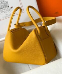 Replica Hermes Lindy 26cm Designer Tote Shoulder Bags Yellow Gold 2