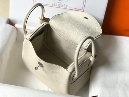 Replica Hermes Lindy 26cm Designer Tote Shoulder Bags Wihte Silver 8