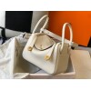 Replica Hermes Lindy 26cm Designer Tote Shoulder Bags Wihte Silver 9