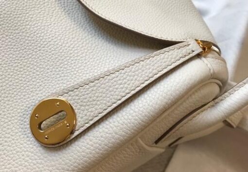 Replica Hermes Lindy 26cm Designer Tote Shoulder Bags Wihte Gold 5