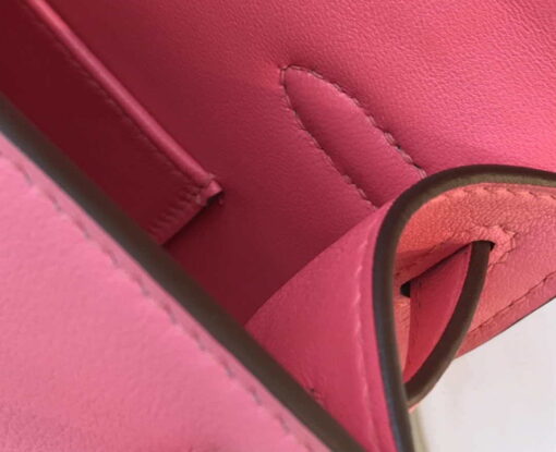 Replica Hermes Mini Kelly Pouchette Swift Leather clutch bag Gold H230250 5
