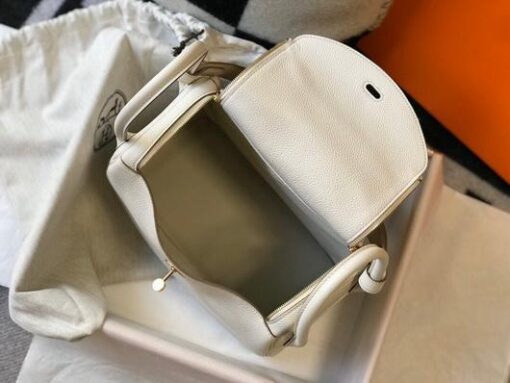 Replica Hermes Lindy 26cm Designer Tote Shoulder Bags Wihte Gold 8