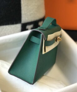 Replica Hermes Mini Kelly Pouchette Epsom Leather H230242 Green 2