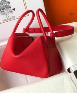 Replica Hermes Lindy 26cm Designer Tote Shoulder Bags Red Gold 2