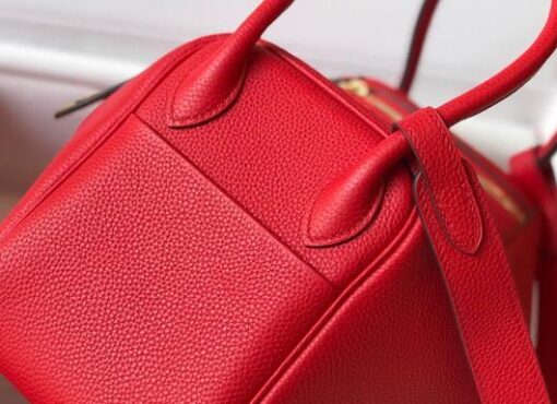 Replica Hermes Lindy 26cm Designer Tote Shoulder Bags Red Gold 5