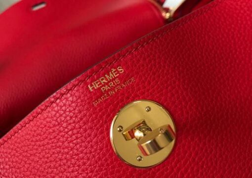 Replica Hermes Lindy 26cm Designer Tote Shoulder Bags Red Gold 8