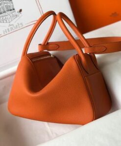 Replica Hermes Lindy 26cm Designer Tote Shoulder Bags Orange Gold 2