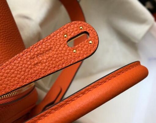 Replica Hermes Lindy 26cm Designer Tote Shoulder Bags Orange Gold 4