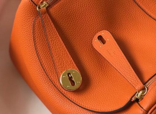 Replica Hermes Lindy 26cm Designer Tote Shoulder Bags Orange Gold 5