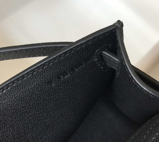 Replica Hermes Mini Kelly Pouchette Epsom Leather H230241 Black Gold 6